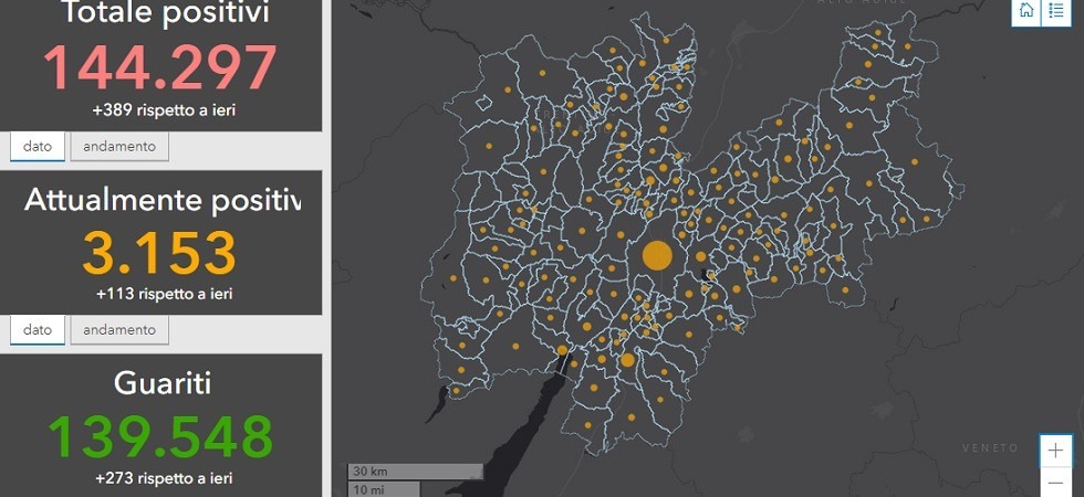 Covid in Trentino, l'1,5% degli abitanti di Castello-Molina di Fiemme è attualmente positivo
